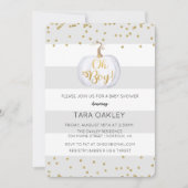 Oh Boy Pumpkin Glitter Baby shower Invitation Kaart (Voorkant)