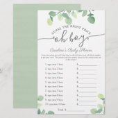 Oh Boy Raad Price Greenery Baby shower Game (Voorkant / Achterkant)