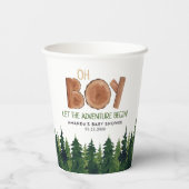 Oh Boy - Rustic Boy Woodland Baby shower Papieren Bekers (Achterkant)