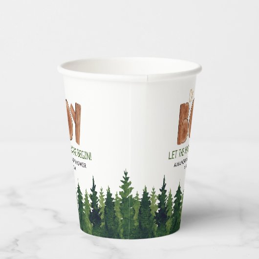 Oh Boy - Rustic Boy Woodland Baby shower Papieren Bekers (Rechts)