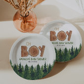 Oh Boy - Rustic Boy Woodland Baby shower Papieren Bordje