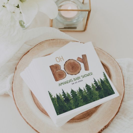 Oh Boy - Rustic Boy Woodland Baby shower Servet