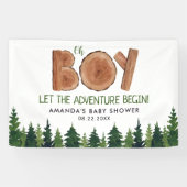 Oh Boy - Rustic Boy Woodland Baby shower Spandoek (Horizontaal)