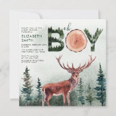 Oh Boy Rustic Deer Boy Baby shower Kaart (Voorkant)