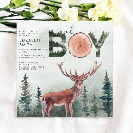 Oh Boy Rustic Deer Boy Baby shower Kaart