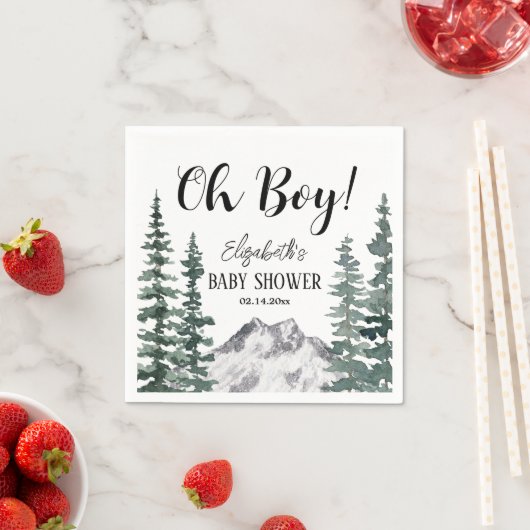 Oh Boy Rustic Mountains Baby shower Servet (Insitu)