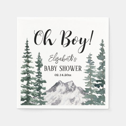 Oh Boy Rustic Mountains Baby shower Servet (Voorkant)