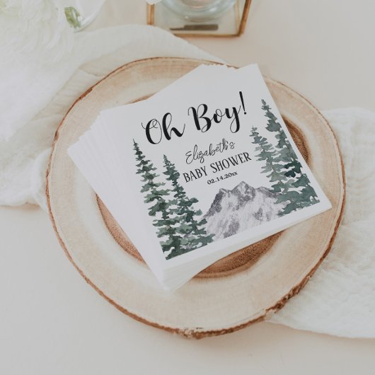 Oh Boy Rustic Mountains Baby shower Servet
