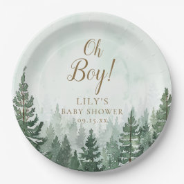 Oh Boy Rustic Pijnboom Bos Baby Shower Papieren Bordje