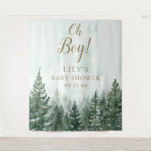 Oh Boy Rustic Pine Forest Baby shower Foto Prop Wandkleed (Voorkant)