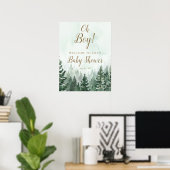 Oh Boy Rustic Pine Forest Baby shower Welkomstbord Poster (Thuiskantoor)