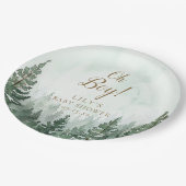Oh Boy Rustic Pine Tree Forest Baby shower Papieren Bordje (Gekanteld)