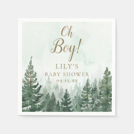 Oh Boy Rustic Pine Tree Forest Baby shower Servet