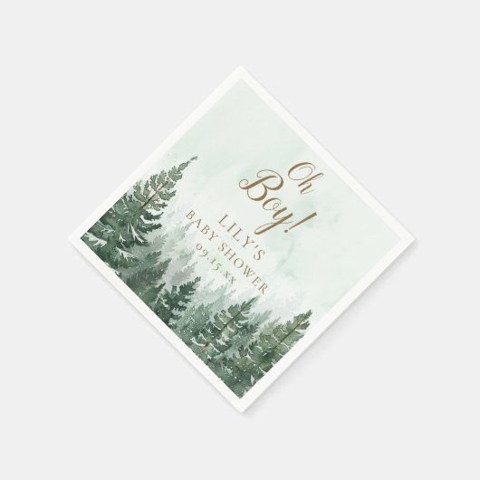 Oh Boy Rustic Pine Tree Forest Baby shower Servet (Hoek)