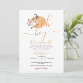 Oh Boy Rustic Pumpkin White Floral Baby shower Kaart (Staand voorkant)