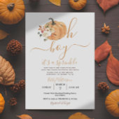 Oh Boy Rustic Pumpkin White Floral Baby shower Kaart