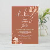 Oh Boy rustieke bloemenherfst Herfst Baby shower Kaart (Staand voorkant)
