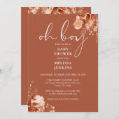 Oh Boy rustieke bloemenherfst Herfst Baby shower Kaart (Voorkant / Achterkant)