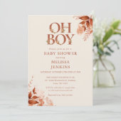 Oh Boy rustieke bloemenherfst Herfst Baby shower Kaart (Staand voorkant)