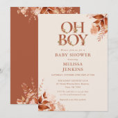 Oh Boy rustieke bloemenherfst Herfst Baby shower Kaart (Voorkant / Achterkant)