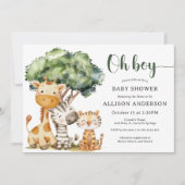 Oh Boy Safari Animal Baby shower Kaart (Voorkant)