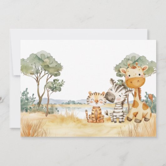 Oh Boy Safari Animal Baby shower Kaart (Achterkant)