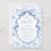 Oh Boy Safari Animal Blue Toile Baby shower Kaart (Voorkant)
