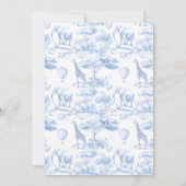 Oh Boy Safari Animal Blue Toile Baby shower Kaart (Achterkant)