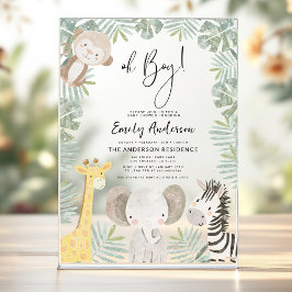 Oh Boy Safari Animal Boy's Baby shower Acryl Uitnodigingen