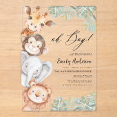 Oh Boy Safari Animal Boy's Baby shower Acryl Uitnodigingen (Voorkant)