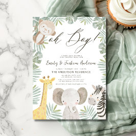 Oh Boy Safari Animal Boy's Baby shower Kaart