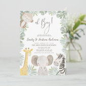 Oh Boy Safari Animal Boy's Couples Baby shower Kaart (Staand voorkant)
