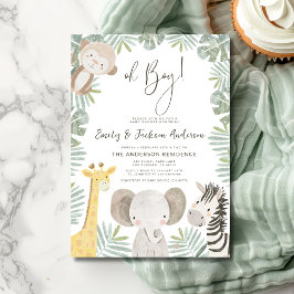 Oh Boy Safari Animal Boy's Couples Baby shower Kaart