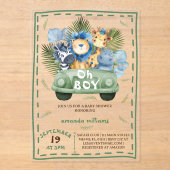 Oh Boy Safari Animals baby shower Acryl Uitnodigingen (Voorkant)