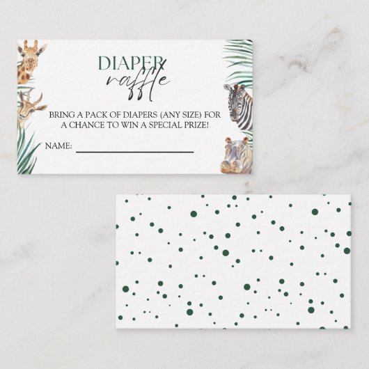 Oh Boy Safari Animals Baby shower Diaper Raffle Informatiekaartje (Voorkant / Achterkant)