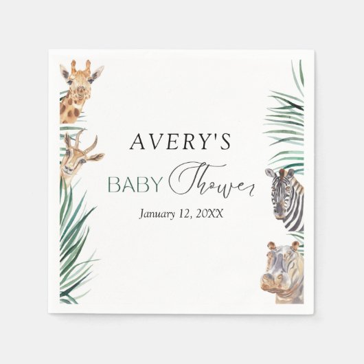 Oh Boy Safari Animals Baby shower Napkins Servet (Voorkant)