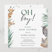 Oh Boy Safari Animals Baby shower Square Kaart (Voorkant / Achterkant)