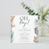 Oh Boy Safari Animals Baby shower Square Kaart (Staand voorkant)