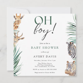 Oh Boy Safari Animals Baby shower Square Kaart