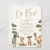Oh Boy Safari Animals Baby shower Uitnodiging (Voorkant)