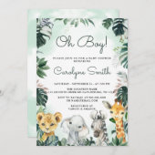 Oh Boy Safari Animals Baby shower Uitnodiging (Voorkant / Achterkant)