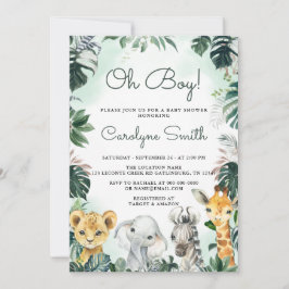 Oh Boy Safari Animals Baby shower Uitnodiging