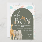 Oh boy! Safari Animals Baby shower uitnodiging (Voorkant)