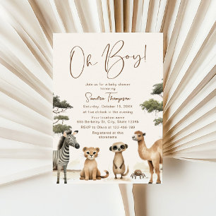 Oh Boy Safari Animals Baby shower Uitnodiging