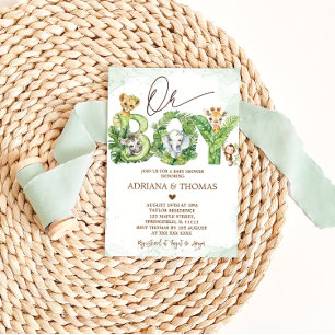 Oh Boy Safari Animals Baby shower Uitnodiging