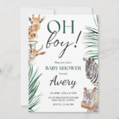 Oh Boy Safari Animals Baby shower Uitnodiging (Voorkant)