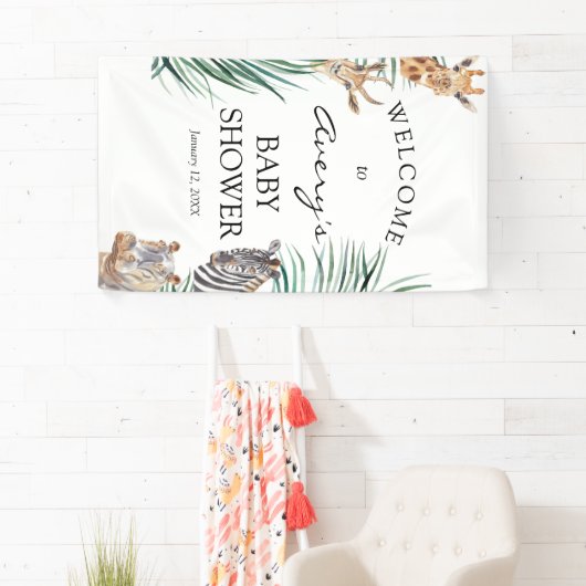 Oh Boy Safari Animals Banner Welkom Sign Banner (Insitu)