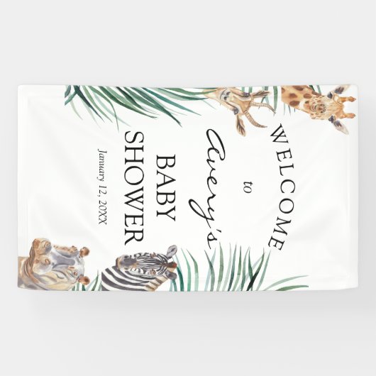 Oh Boy Safari Animals Banner Welkom Sign Banner (Horizontaal)