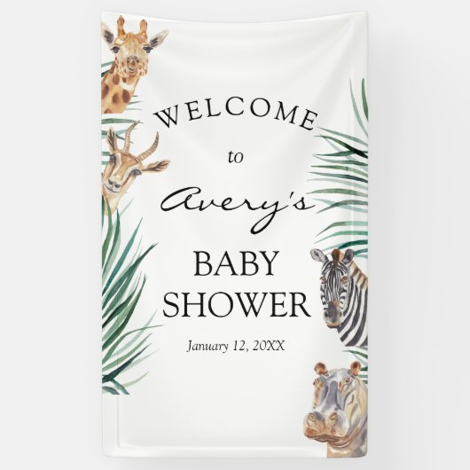 Oh Boy Safari Animals Banner Welkom Sign Banner (Verticaal)