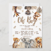 Oh Boy Safari Animals Boho Baby shower Kaart (Voorkant)